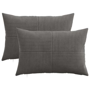 vidaXL Cushion Cover 2 pcs ALMELO Dark Grey 30 x 50 cm Corduroy