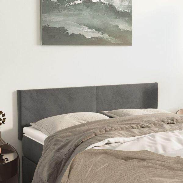 vidaXL Headboards Dark Grey 144x5x78/88 cm Velvet