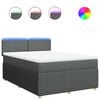 vidaXL Box Spring Bed with Mattress Light Grey Double Fabric