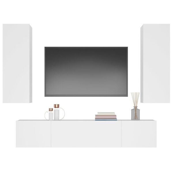 vidaXL 4 Piece TV Cabinet Set White Engineered Wood