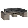 vidaXL 10 Piece Garden Sofa Set with Cushions Grey Poly Rattan