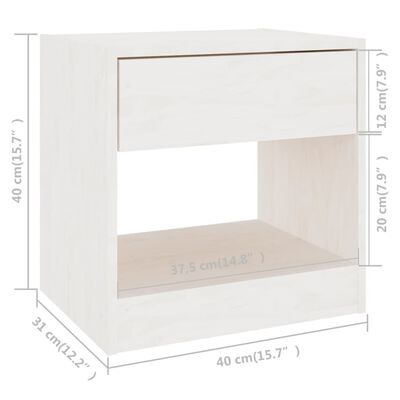 vidaXL Bedside Cabinet White 40x31x40 cm Solid Pinewood