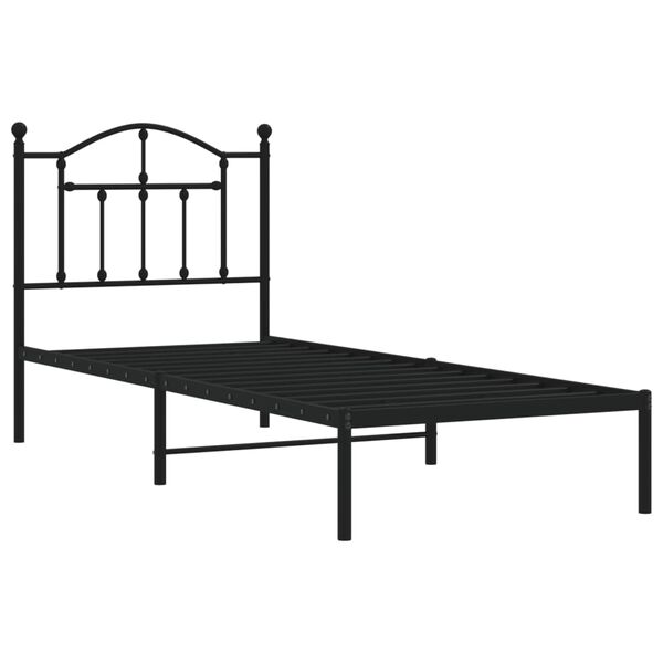 vidaXL Metal Bed Frame without Mattress with Headboard Black 90x190cm