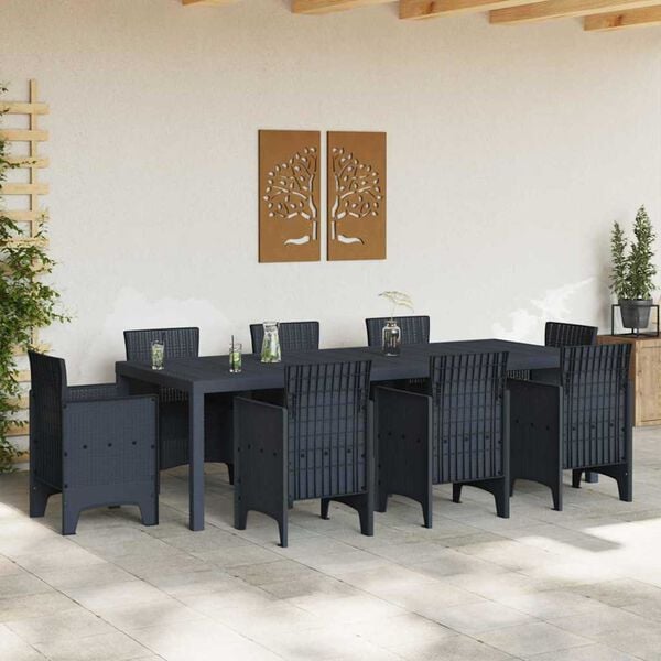 vidaXL Garden Dining Table Anthracite 250 x 100 x 73 cm Poly Rattan