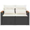 vidaXL Garden Sofa with Cushions 2-Seater Black Poly Rattan