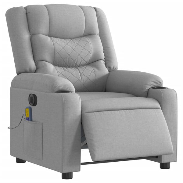 vidaXL Electric Massage Recliner Chair Light Grey Fabric