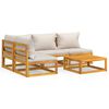 vidaXL 5 Piece Garden Lounge Set with Light Grey Cushions Solid Wood