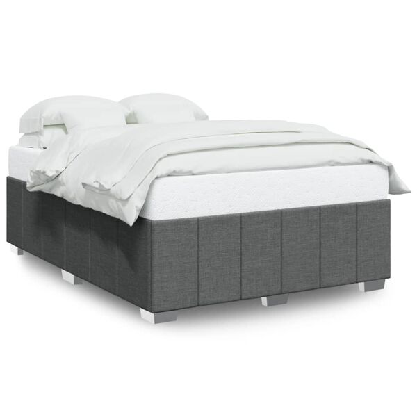 vidaXL Bed Frame without Mattress Dark Grey Queen Fabric