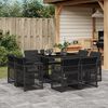vidaXL 9 Piece Garden Dining Set with Cushions Black Poly Rattan