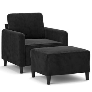 vidaXL Sofa Chair with Footstool Black 60 cm Velvet