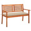 vidaXL 2-Seater Garden Bench with Cushion 120 cm Solid Eucalyptus Wood