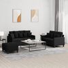 vidaXL 3 Piece Sofa Set with Cushions Black Fabric
