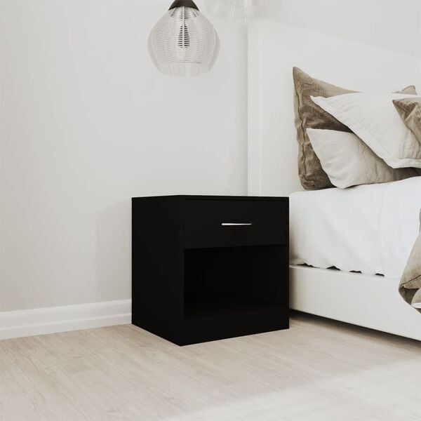 vidaXL Bedside Cabinets 2 pcs with Drawer Black