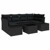 vidaXL Garden Sofa Set with Cushion 7 pcs Black Poly Rattan