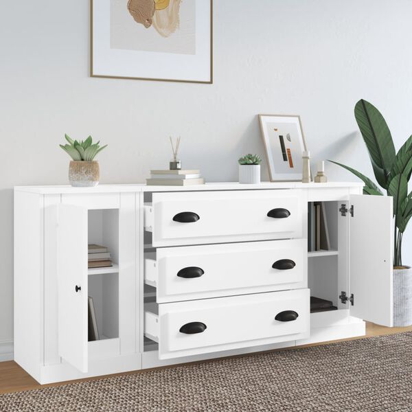 vidaXL Sideboards 3 pcs White Engineered Wood