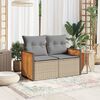 vidaXL Garden Sofa with Cushions 2-Seater Beige Poly Rattan