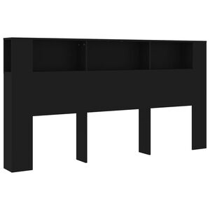 vidaXL Headboard Cabinet Black 200x18.5x104.5 cm