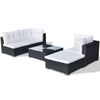 vidaXL 5 Piece Garden Lounge Set with Cushions Poly Rattan Black