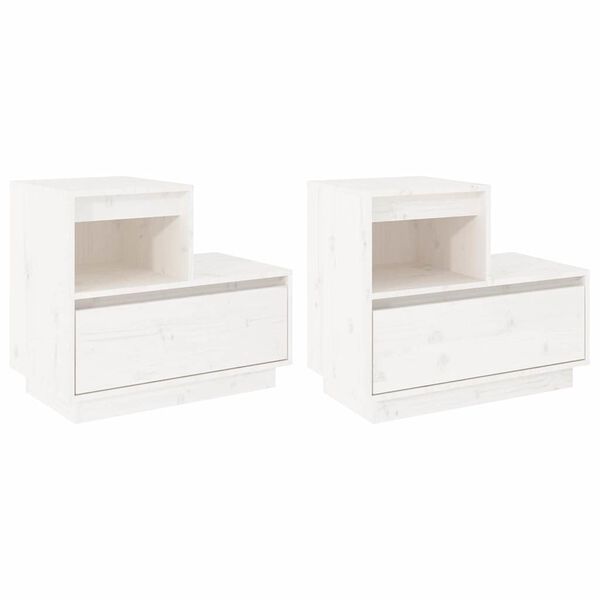 vidaXL Bedside Cabinets 2 pcs White 60x34x51 cm Solid Wood Pine