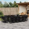 vidaXL 15 Piece Garden Dining Set with Cushions Black Poly Rattan