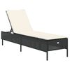 vidaXL Sun Lounger with Cushion Black Poly Rattan