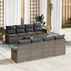 vidaXL Garden Sofa Set 9 pcs Grey Poly Rattan and Steel and Glass