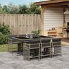 vidaXL 7 Piece Garden Dining Set with Cushions Grey Poly Rattan
