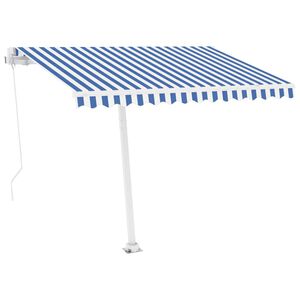vidaXL Freestanding Manual Retractable Awning 300x250 cm Blue/White (313189+46830+315090)