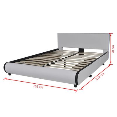 vidaXL Bed Frame White Faux leather Queen Size