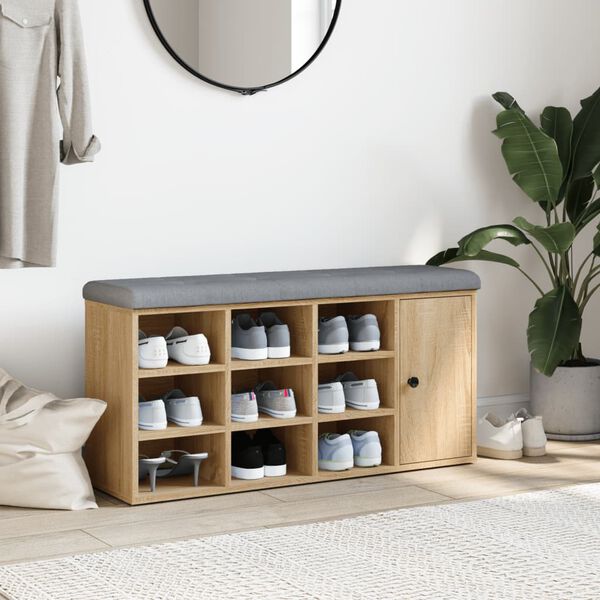 vidaXL Shoe Bench Sonoma Oak 102x32x50 cm Engineered Wood