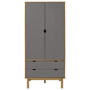 vidaXL Wardrobe "OTTA" Brown and Grey 76,5x53x172 cm Solid Wood Pine