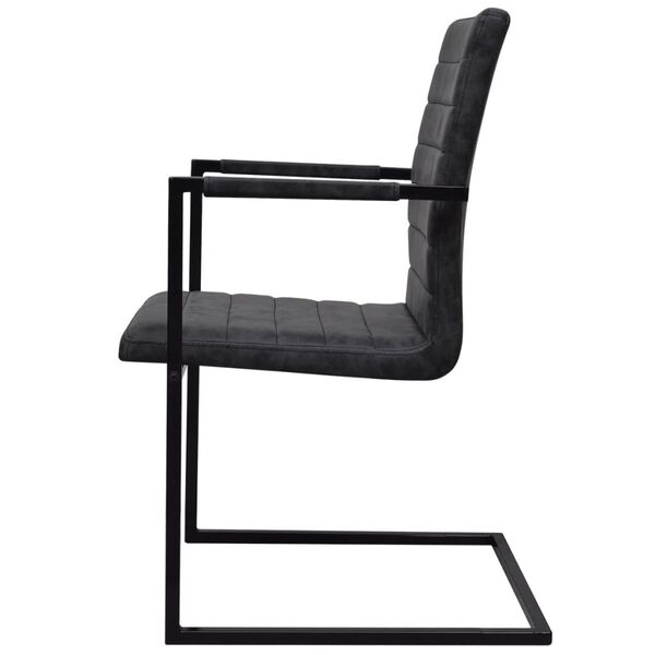 vidaXL Cantilever Dining Chairs 2 pcs Black Faux Leather