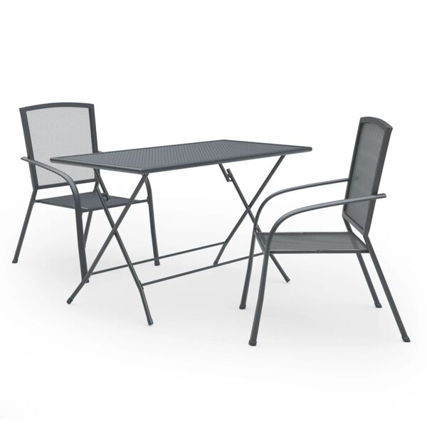 vidaXL 3 Piece Garden Dining Set Steel Anthracite