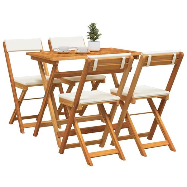 vidaXL Bistro Set with Cushion 5 pcs Oil Natural Solid Acacia Wood