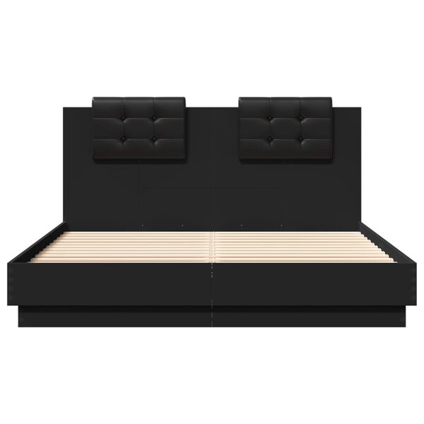 vidaXL Bed Frame without Mattress Black 150x200 cm King Size