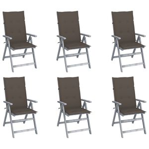 vidaXL Garden Reclining Chairs 6 pcs with Cushions Solid Acacia Wood