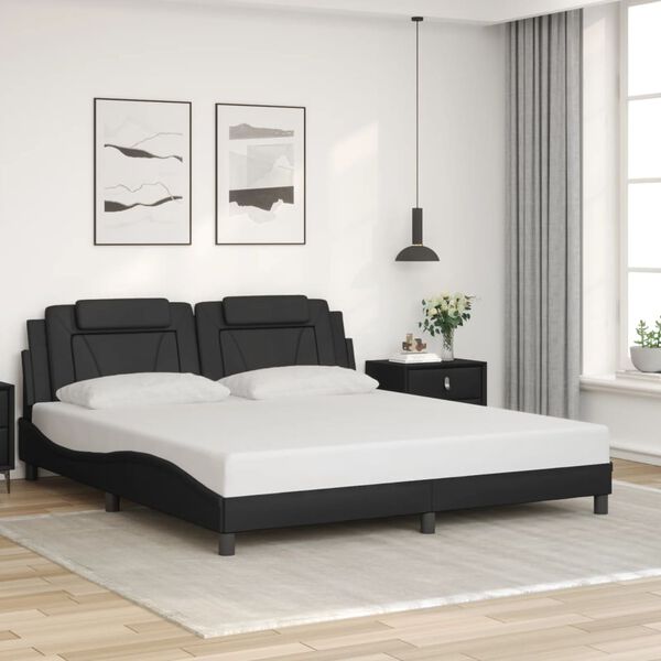 vidaXL Bed Frame "Viana" with LED without Mattress Black 180x200 cm