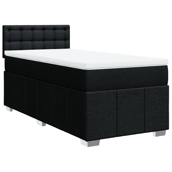vidaXL Box Spring Bed with Mattress Black King Single Fabric