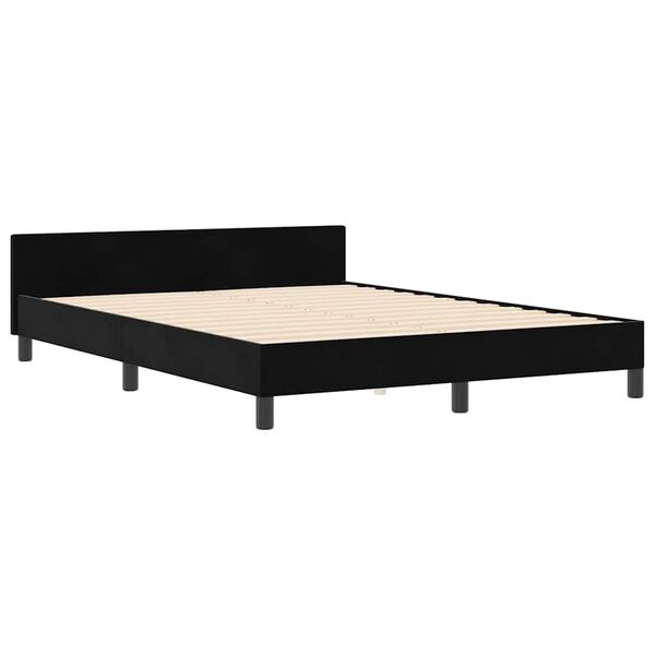 vidaXL Bed Frame with Headboard Black 152 x 203 cm Velvet