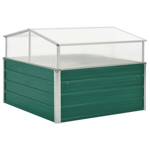 vidaXL Greenhouse | Green | Galvanised Steel, PC Board | 100x100x77 cm