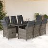 vidaXL 9 Piece Garden Bistro Set with Cushions Grey Poly Rattan