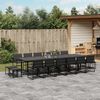 vidaXL 17 Piece Garden Dining Set with Cushions Black Textilene