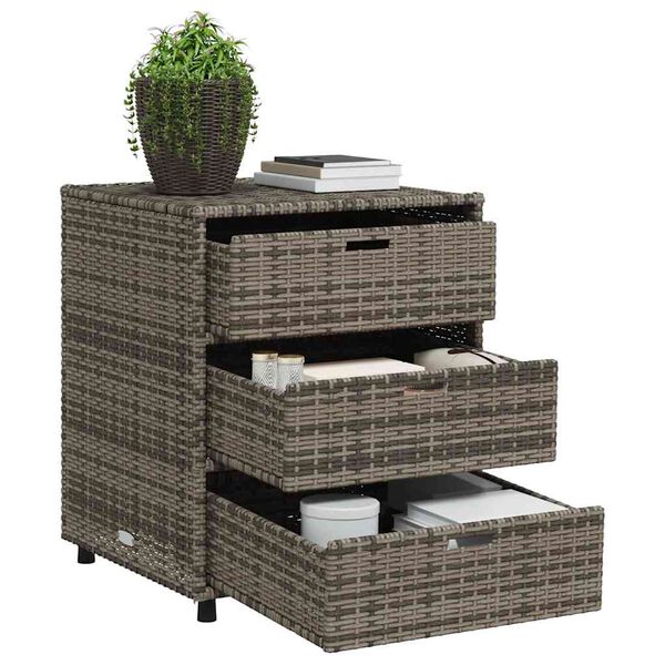 vidaXL Garden Storage Cabinet Grey 55x59x69 cm Poly Rattan
