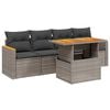 vidaXL 5 Piece Garden Sofa Set with Cushions Grey Poly Rattan