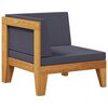 vidaXL Sectional Corner Sofa and Dark Grey Cushions Solid Acacia Wood
