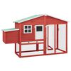 vidaXL Chicken Coop | Red and White | Solid fir wood, Plywood, Galvanised steel