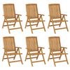 vidaXL Reclining Garden Chairs with Cushions 6 pcs Solid Wood Teak