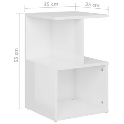 vidaXL Bedside Cabinet High Gloss White 35x35x55 cm Engineered Wood