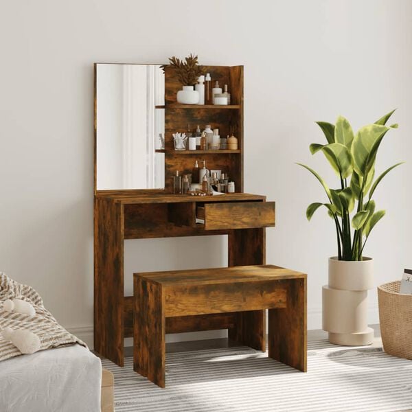 vidaXL Dressing Table Set Smoked Oak 74.5x40x141 cm