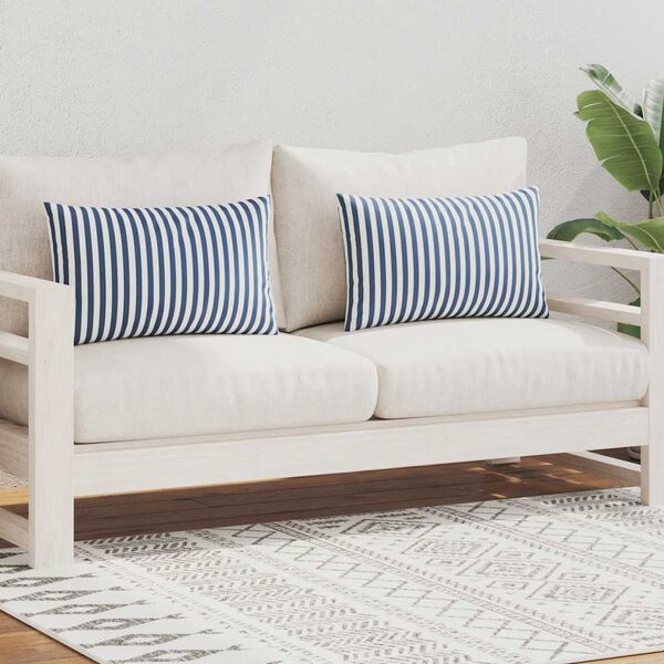vidaXL Outdoor Pillows 2 pcs Stripe Print 60x40 cm Navy